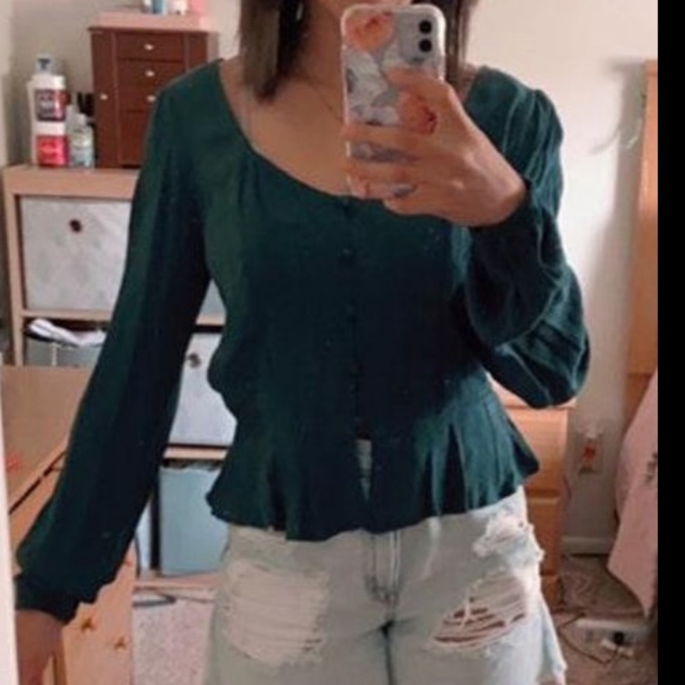 Blue/Green Long Sleeve Top